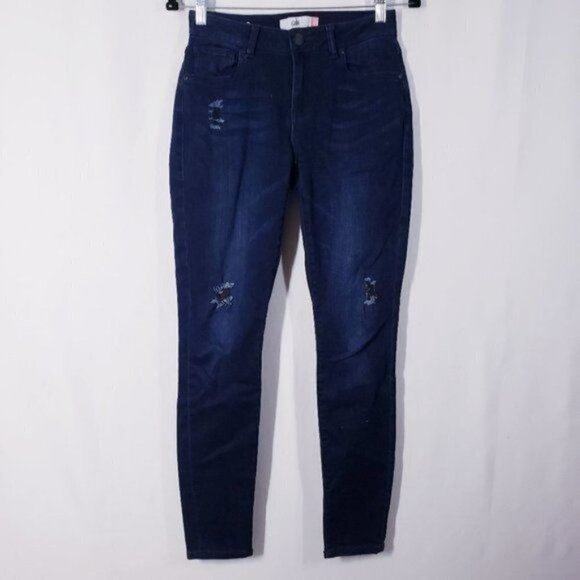 Cabi‎ Curvy Dusk Destructed Skinny Jeans Dark Wash Distressed Denim Jeans sz 2 - Picture 3 of 12